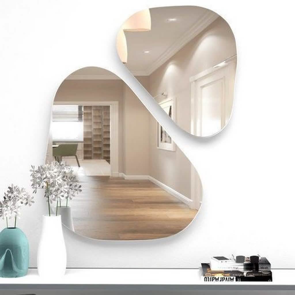 طقم مرايات حائط ام دي اف، قطعتين