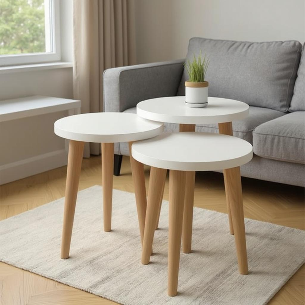 طقم ترابيزات خشب ام دي اف، 3قطع