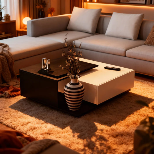 ترابيزة قهوة ام دي اف اسباني، 80*80*35 سم