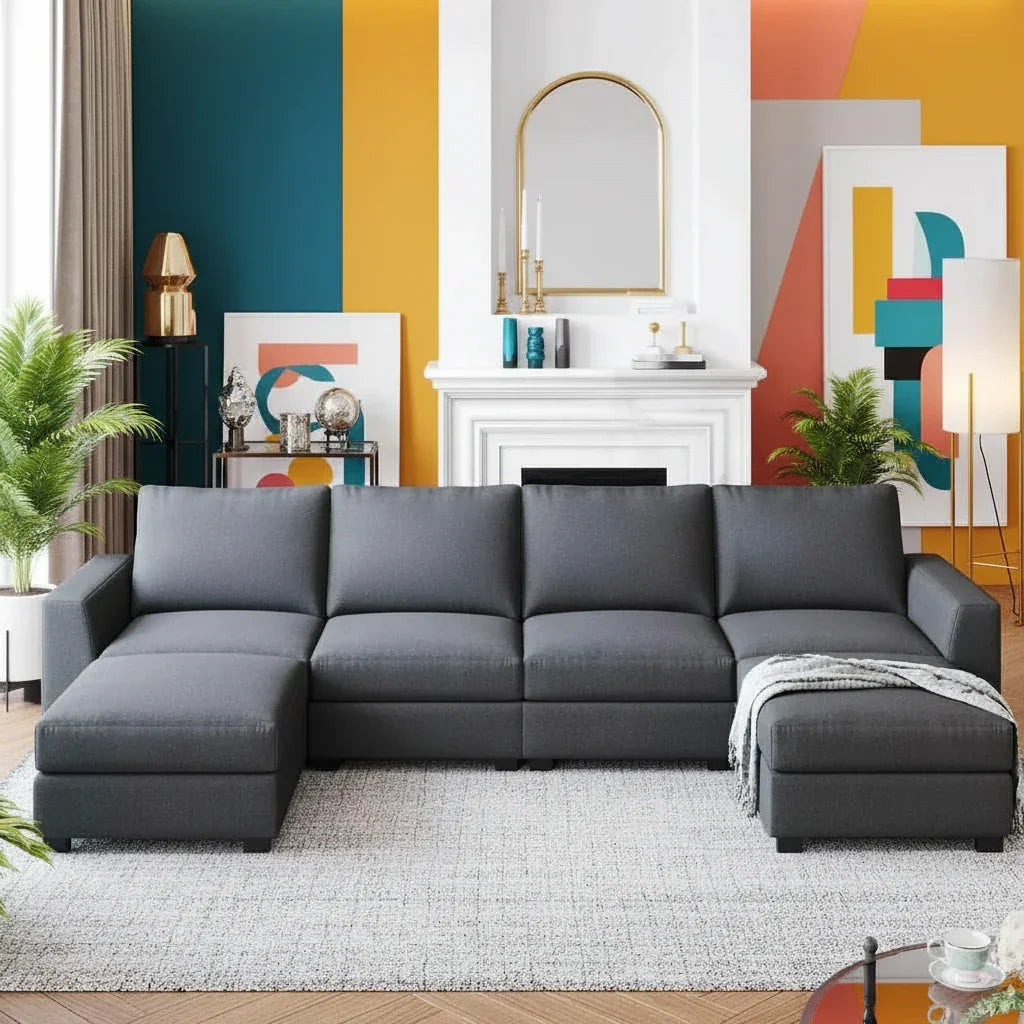 ركنة مع بف خشب زان، 290*85*75 سم