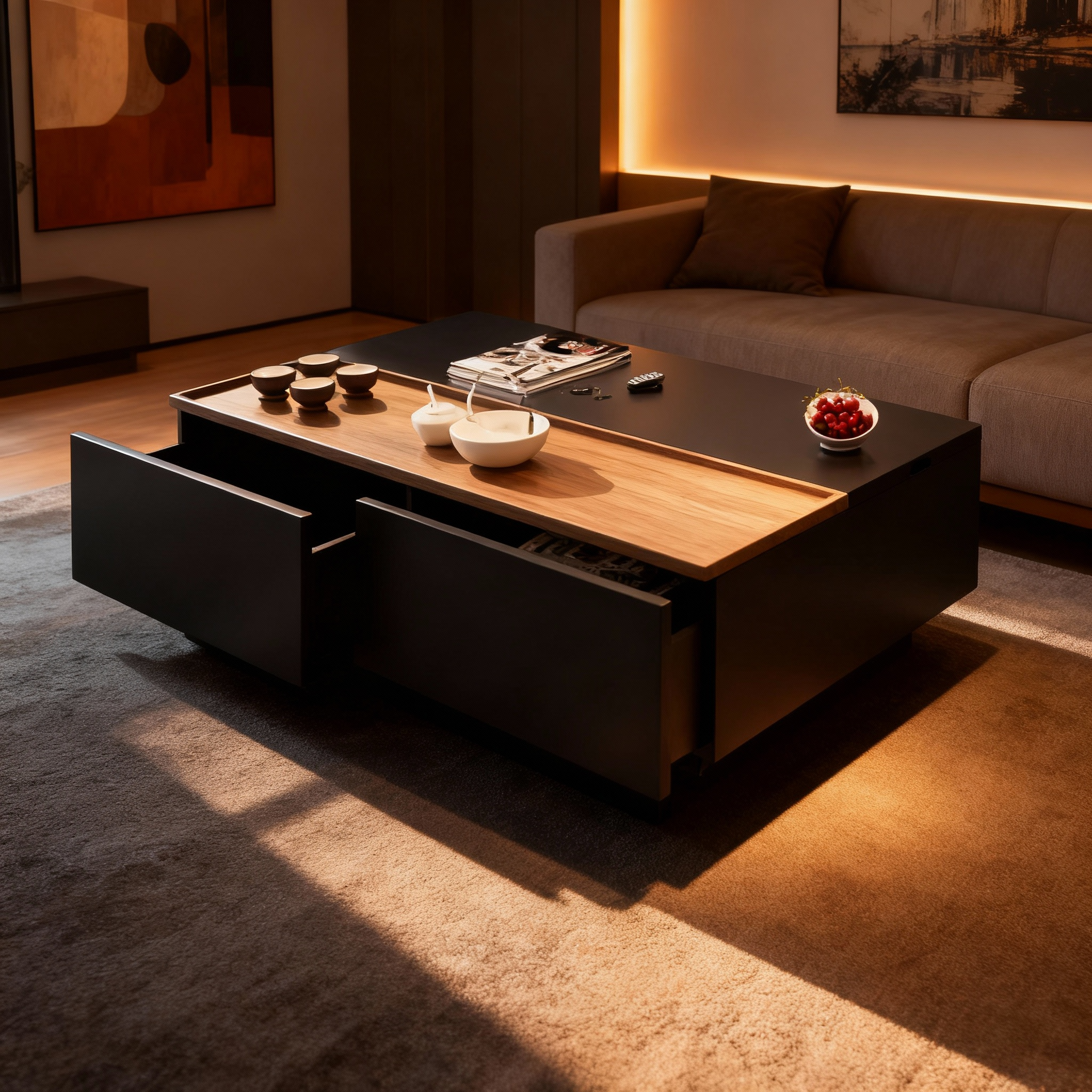 ترابيزة قهوة خشب ام دي اف، 100*50*40 سم