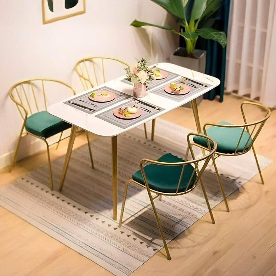 طقم سفرة ستيل وخشب ام دي اف، 5 قطع