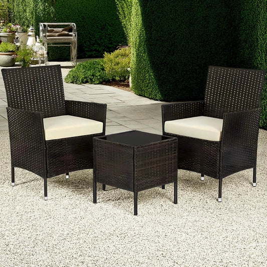 طقم للحدائق معدن و راتان، 3 قطع