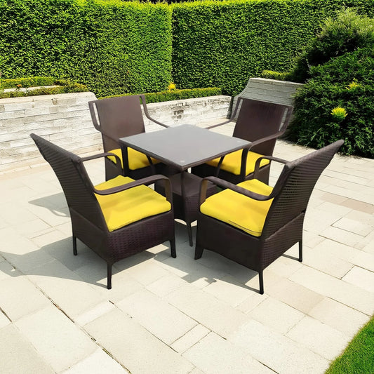 طقم للحدائق معدن و راتان، 5 قطع