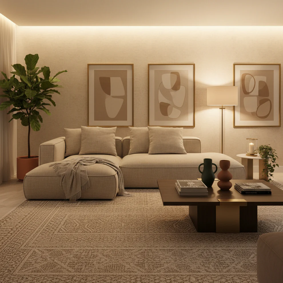 ركنة كتان خشب زان بيج 240*160*85 سم