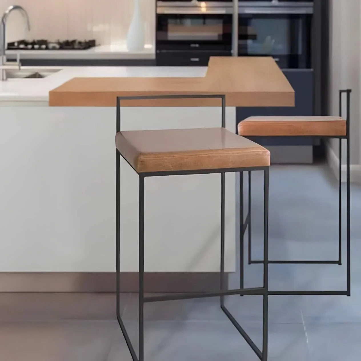 كرسي بار ستيل و جلد، 40*40*90 سم