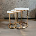 Set of 3 nesting side tables, steel with a marble top