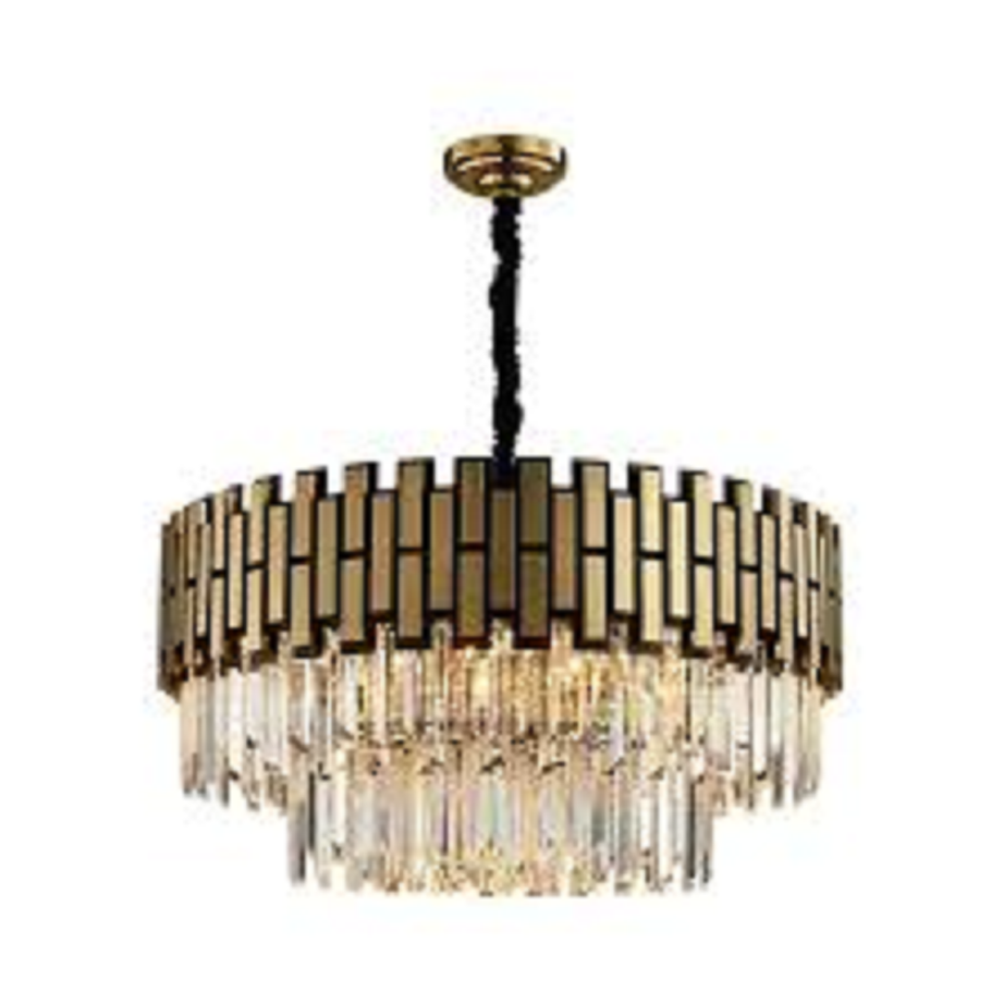 نجفة معدن و كريستال، 60*60 سم- ذهبي* أسود