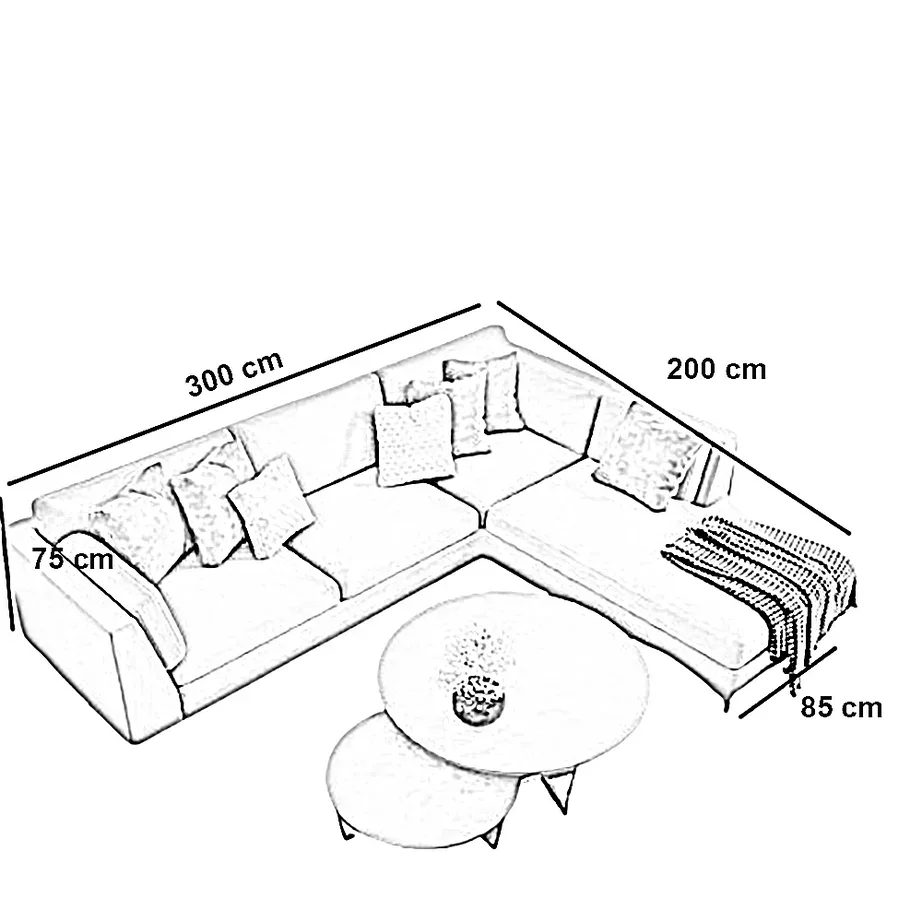 ركنة خشب زان، 300*200*75 سم
