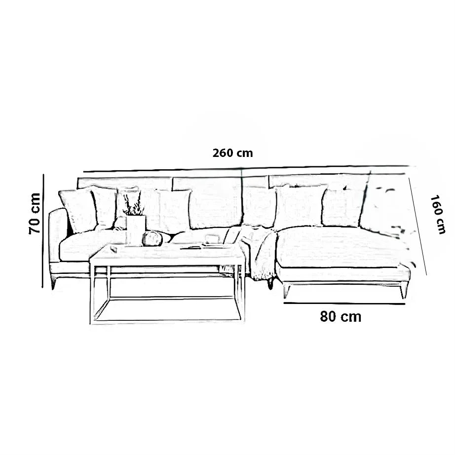 ركنة خشب زان، 260*160*70 سم