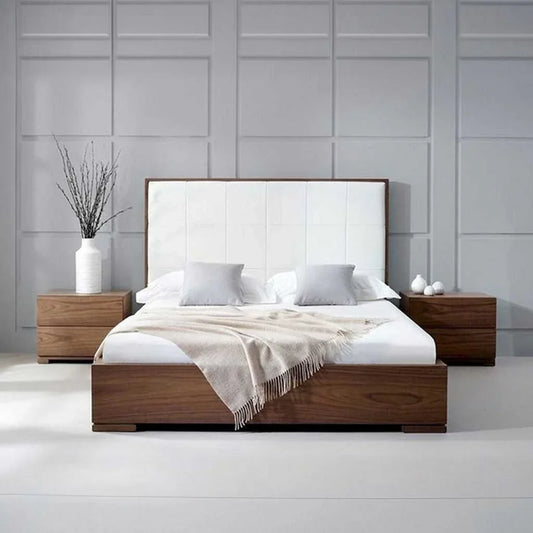 سرير سوبر كينج مع 2 كومود خشب كونتر وموسكي، 185*200*120 سم