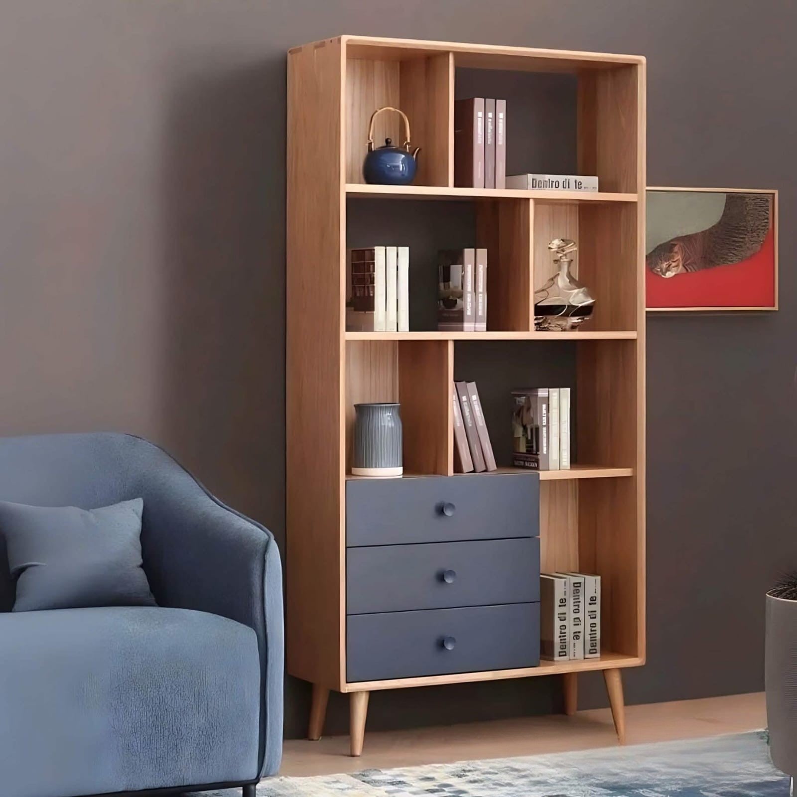 وحدة أرفف مكتبية ام دي اف تايلاندي ، 100*40*200 سم