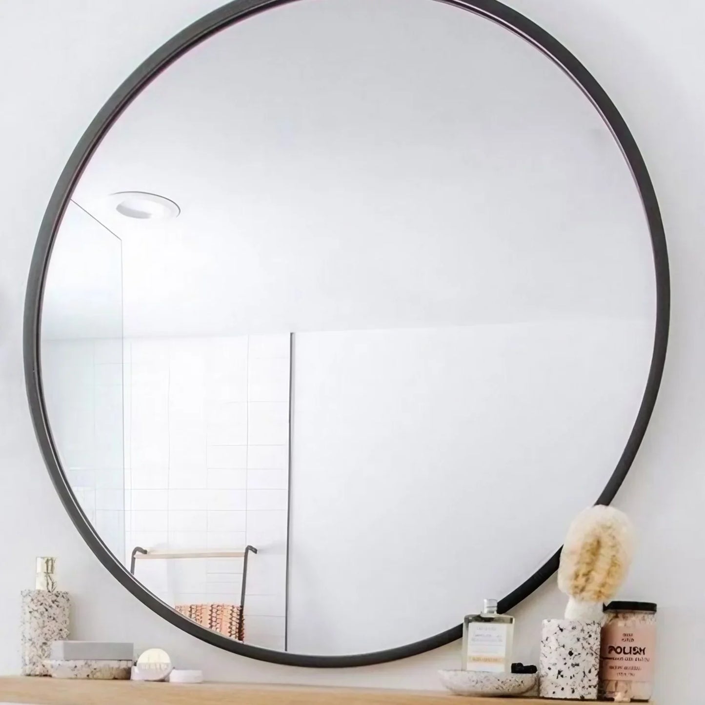 مرايا حائط بإطار خشب، 60*60 سم