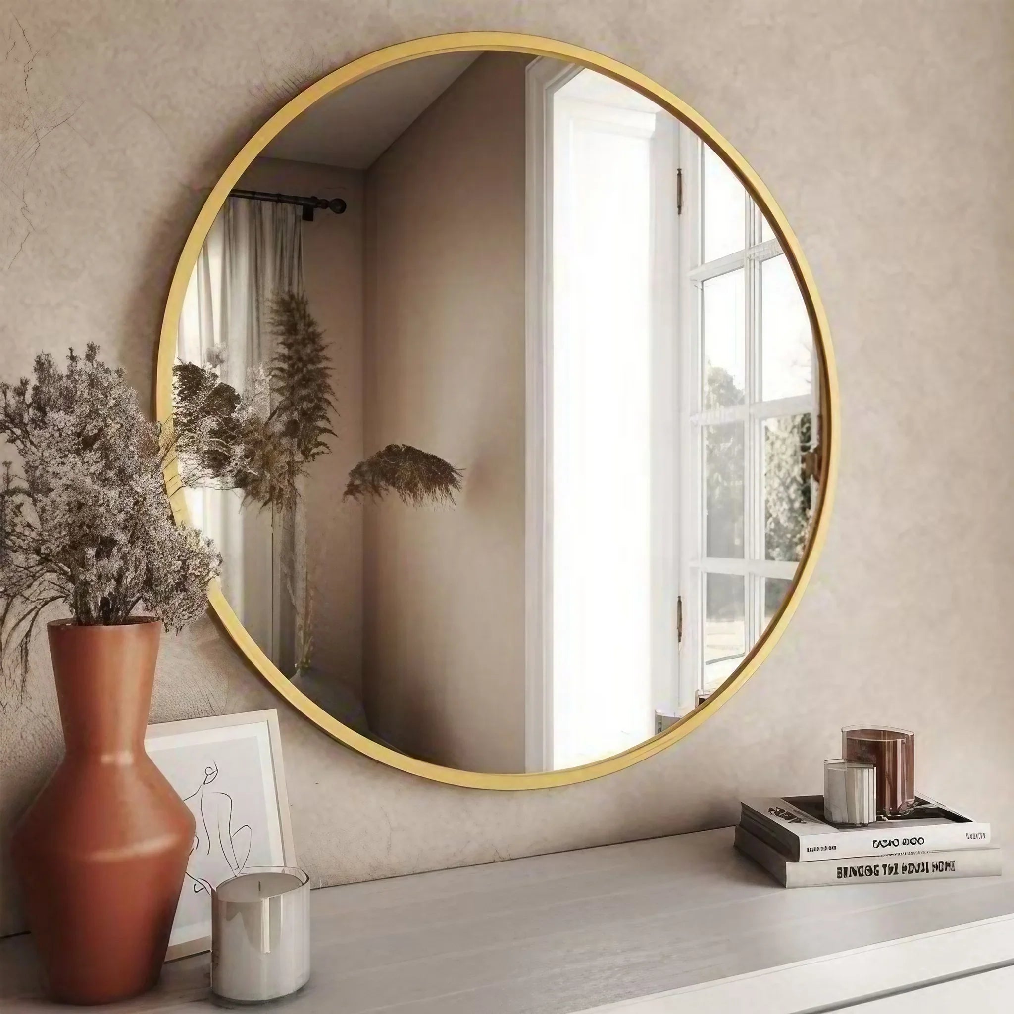 مرايا حائط بإطار خشب، 50*2*50 سم