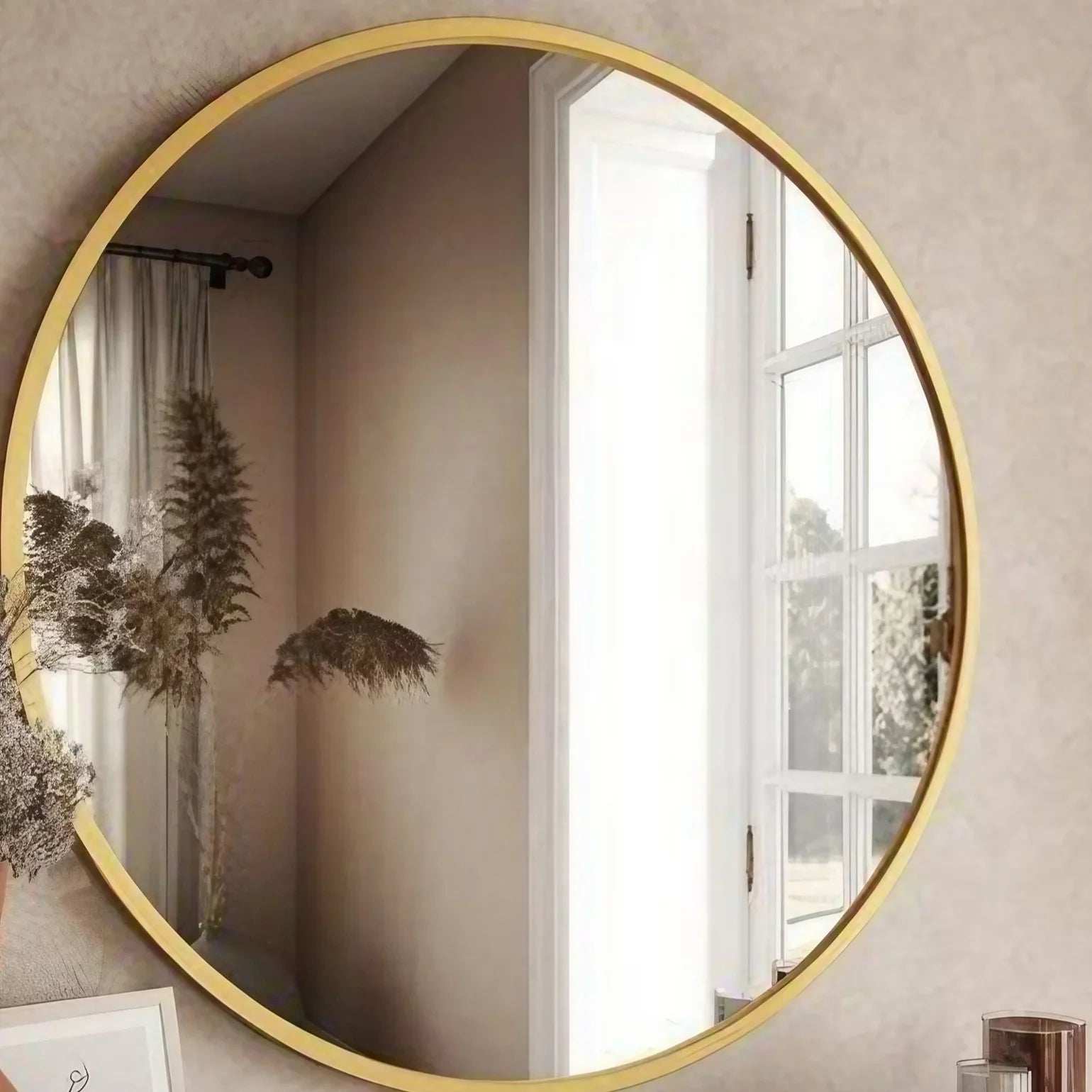 مرايا حائط بإطار خشب، 70*70 سم