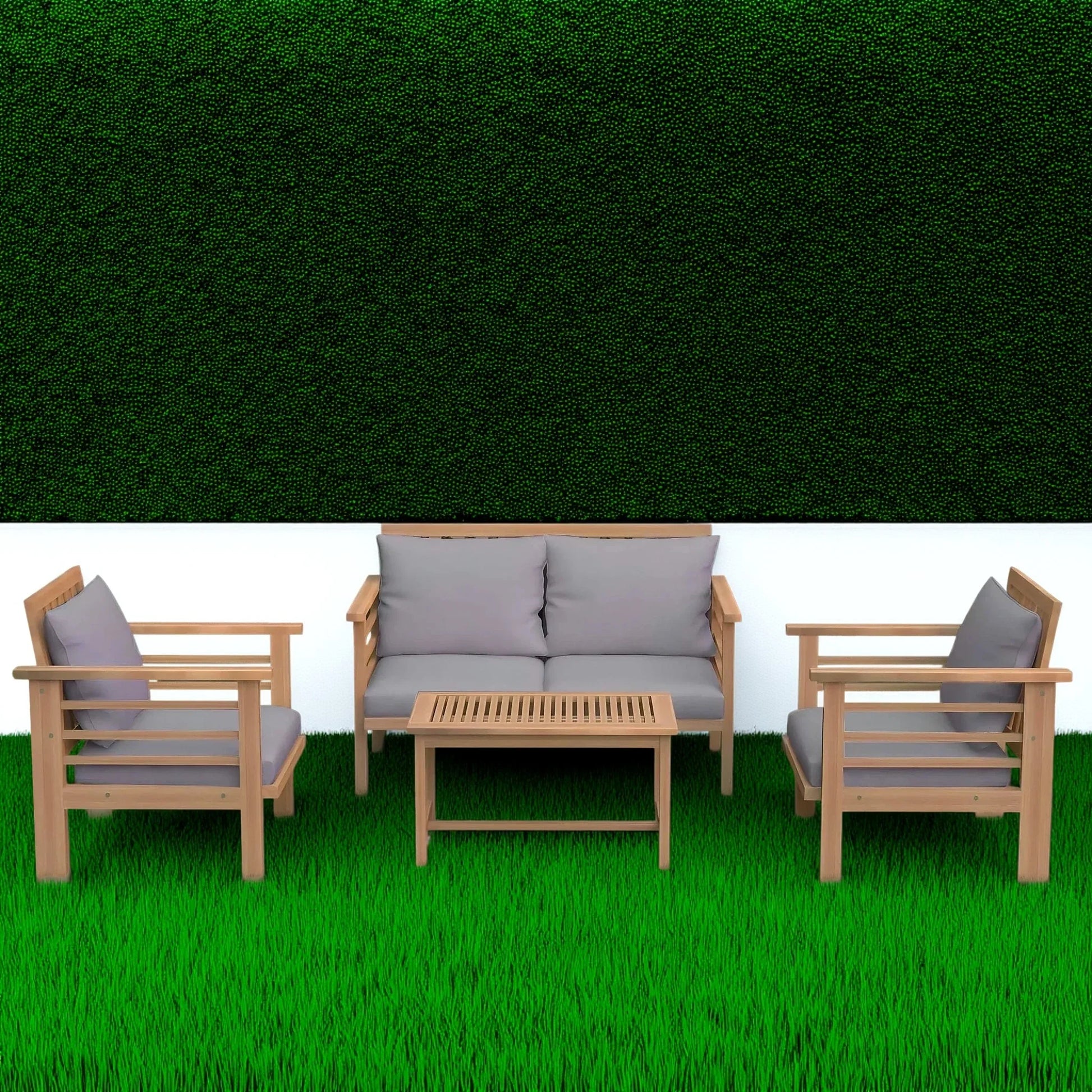 طقم خارجي خشب زان أحمر، 4 قطع