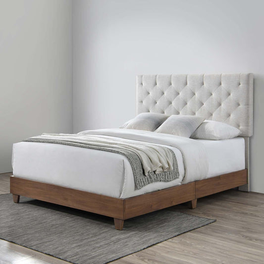 سرير بضهر كابتونيه مع قاعدة خشبية - MIG5 - Homix
