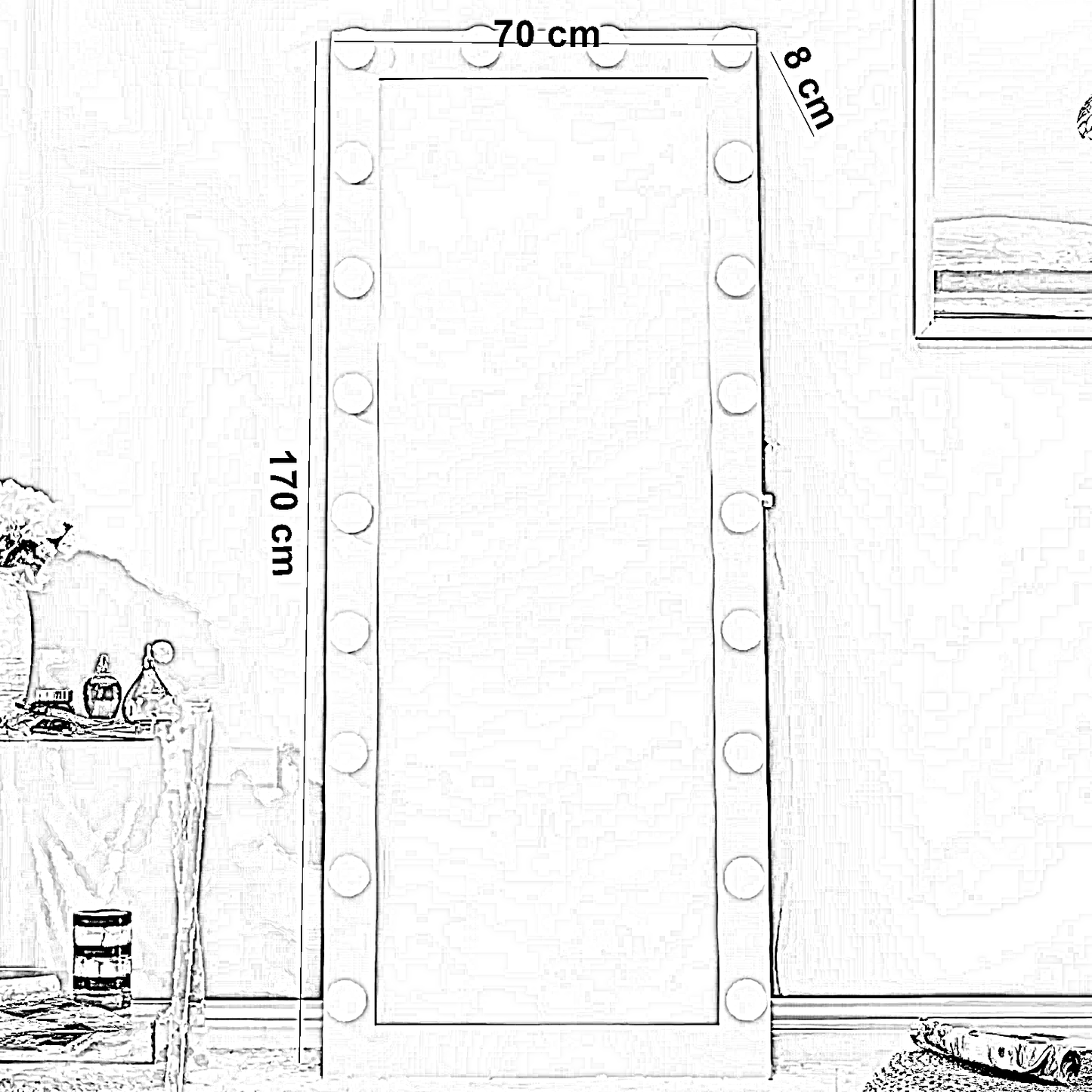 مرايا بإطار خشب، 70*8*170 سم