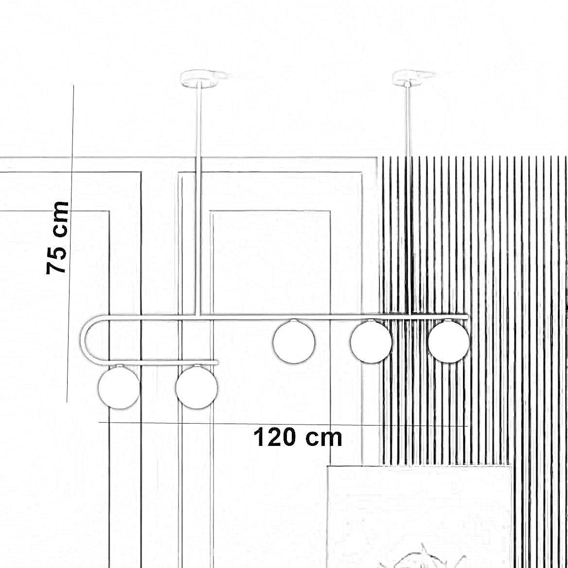 نجفة ستيل وزجاج، 120*75 سم