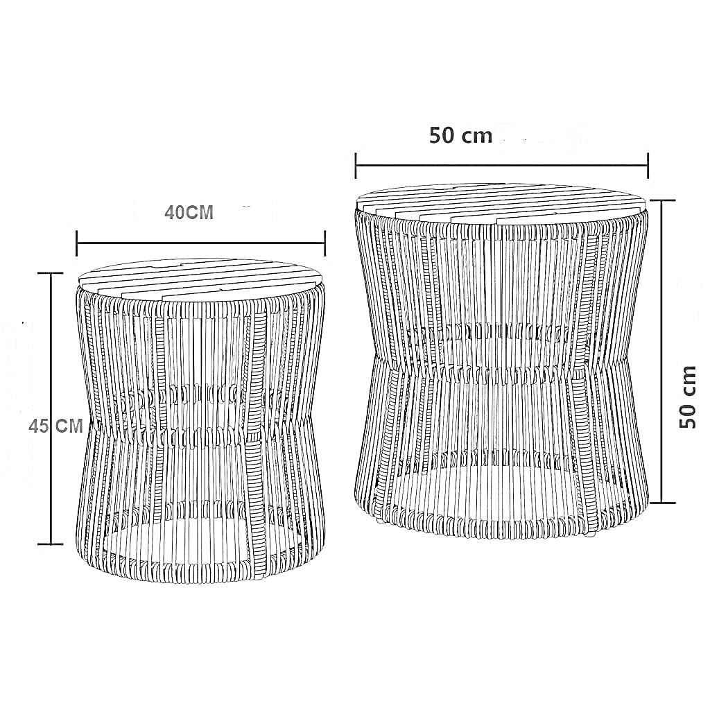 طقم ترابيزات خارجية ستيل وام دي اف، قطعتين