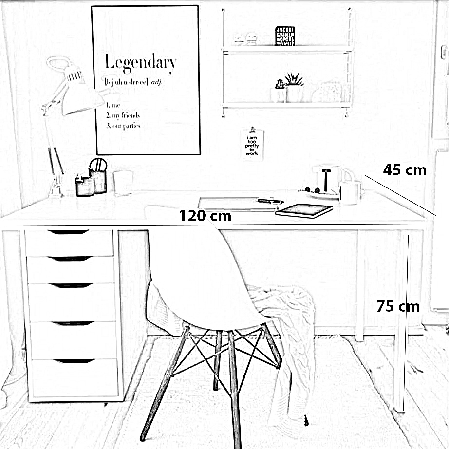 مكتب خشب ام دي اف، 120*45*75 سم