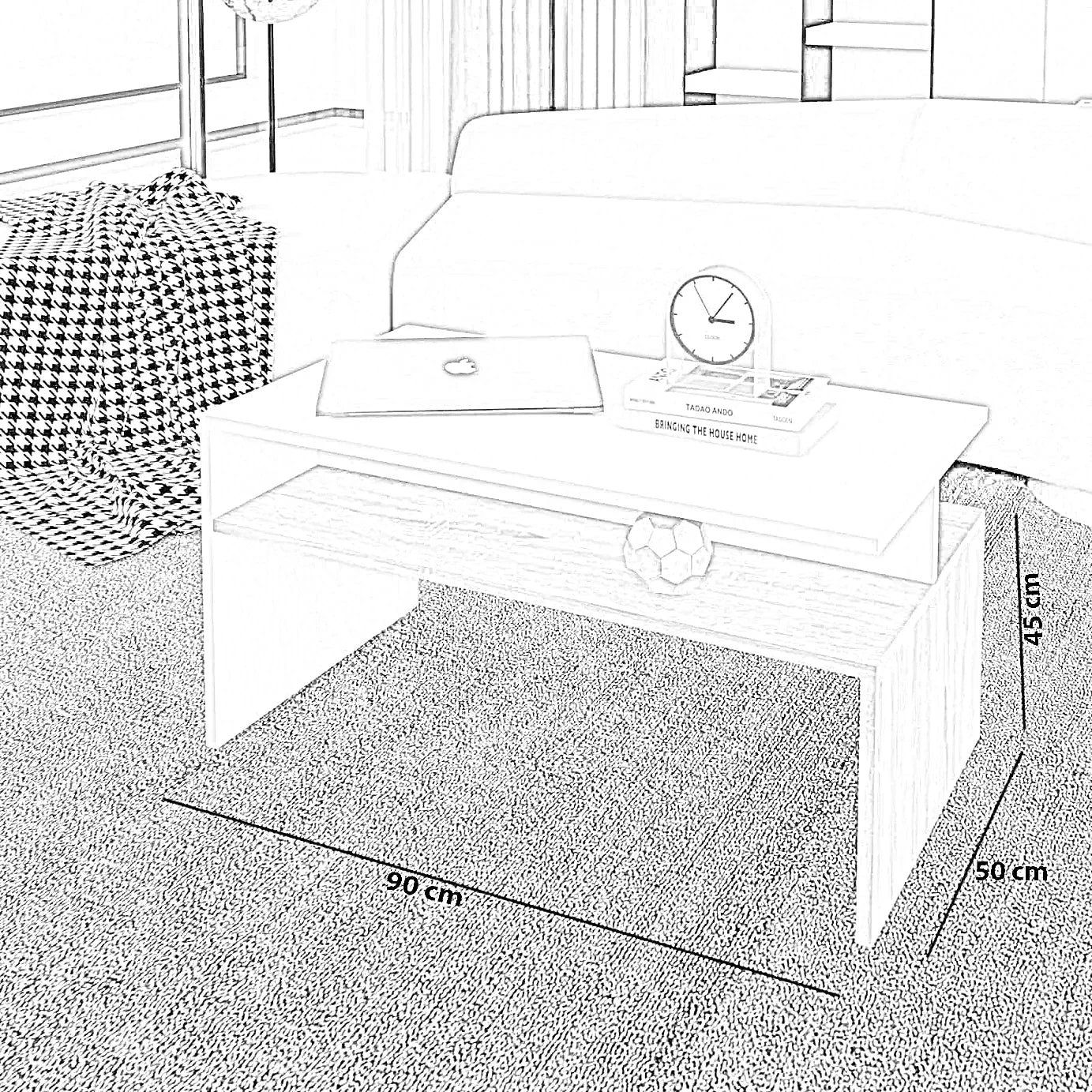 ترابيزة قهوة ام دي اف، 90*50*45 سم