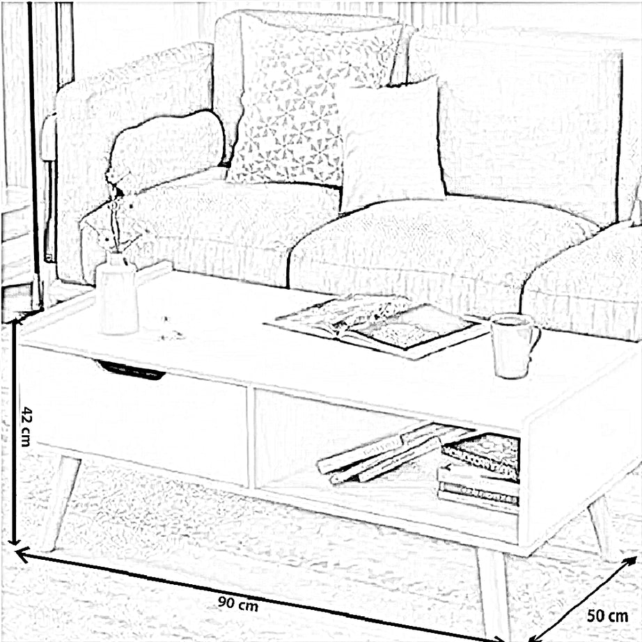 ترابيزة قهوة ام دي اف، 90*50*42 سم