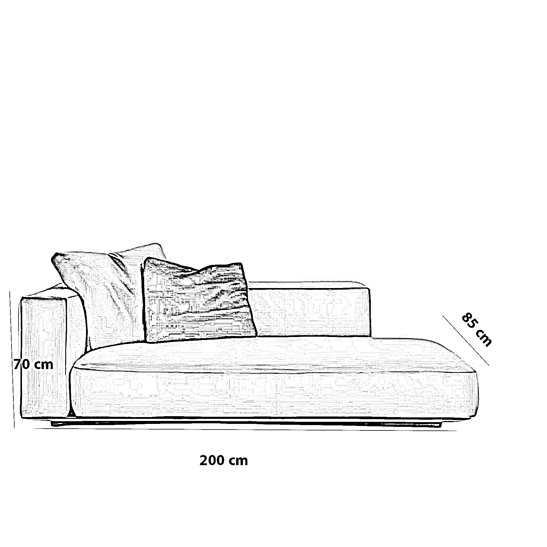 كنبة خشب طبيعي، 200*85*70 سم