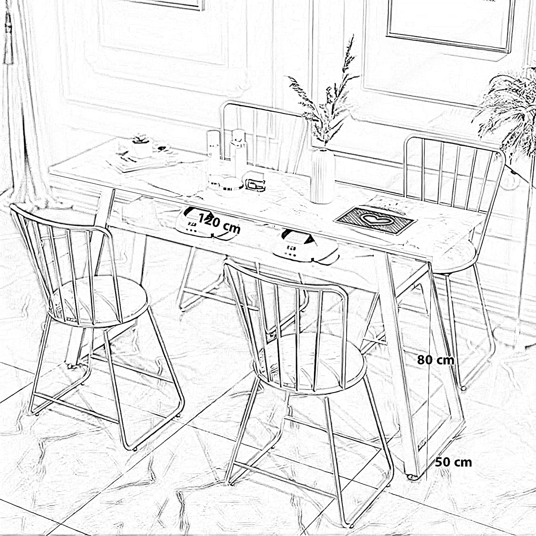 طقم سفرة ستيل وخشب ام دي اف، 5 قطع