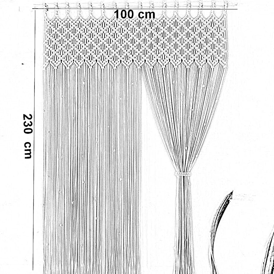 ستارة مكرمية خشب موسكي وقطن، 100*230 سم