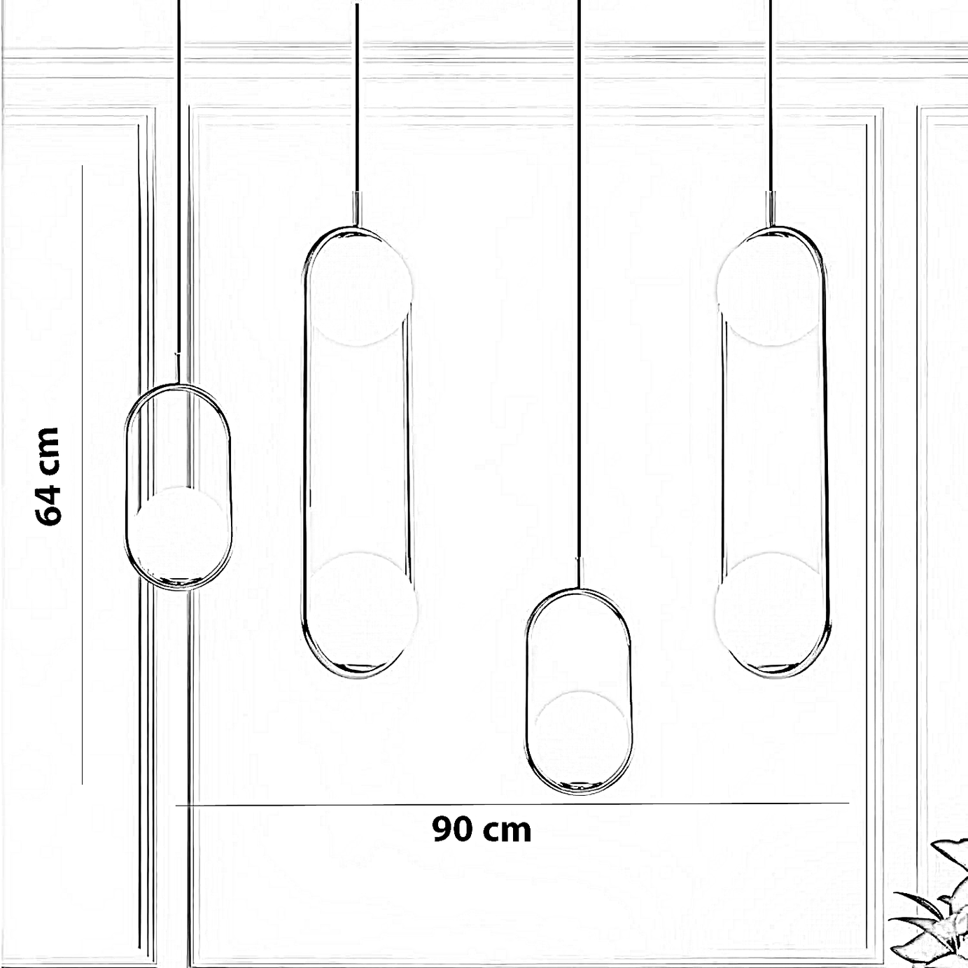 نجفة معدن و زجاج، 90*64 سم