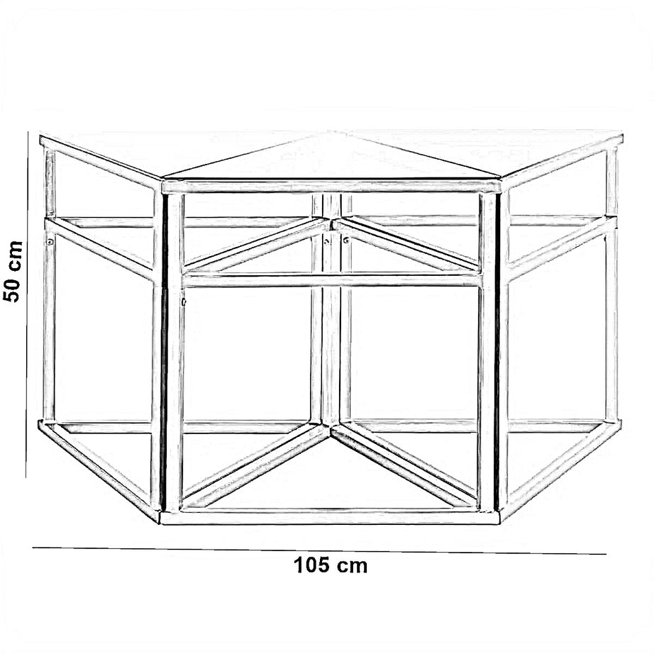 ترابيزة قهوة قابلة للتعديل ستيل بسطح زجاج، 3 قطع