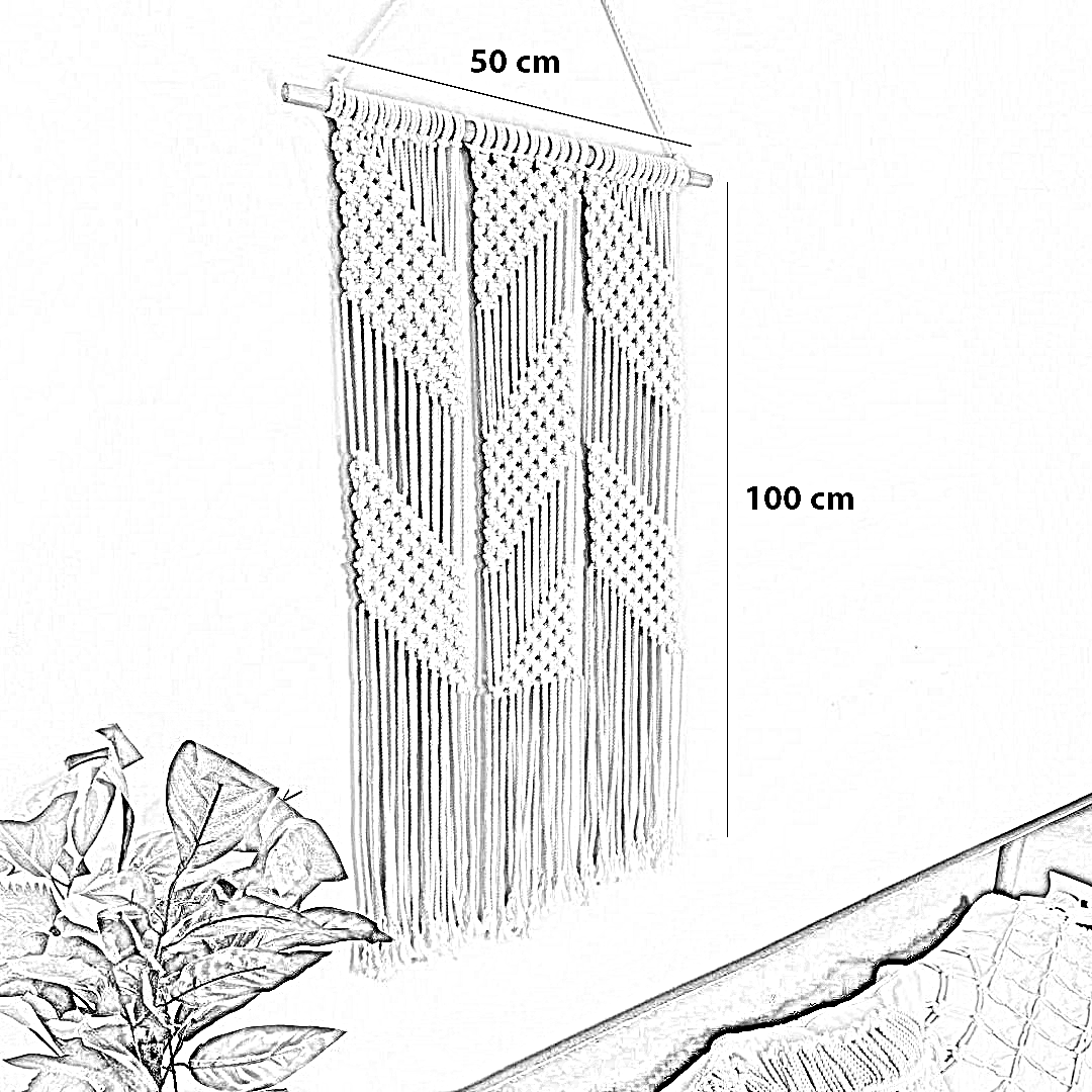 مكرمية حائط قطن و موسكي، 50*100 سم