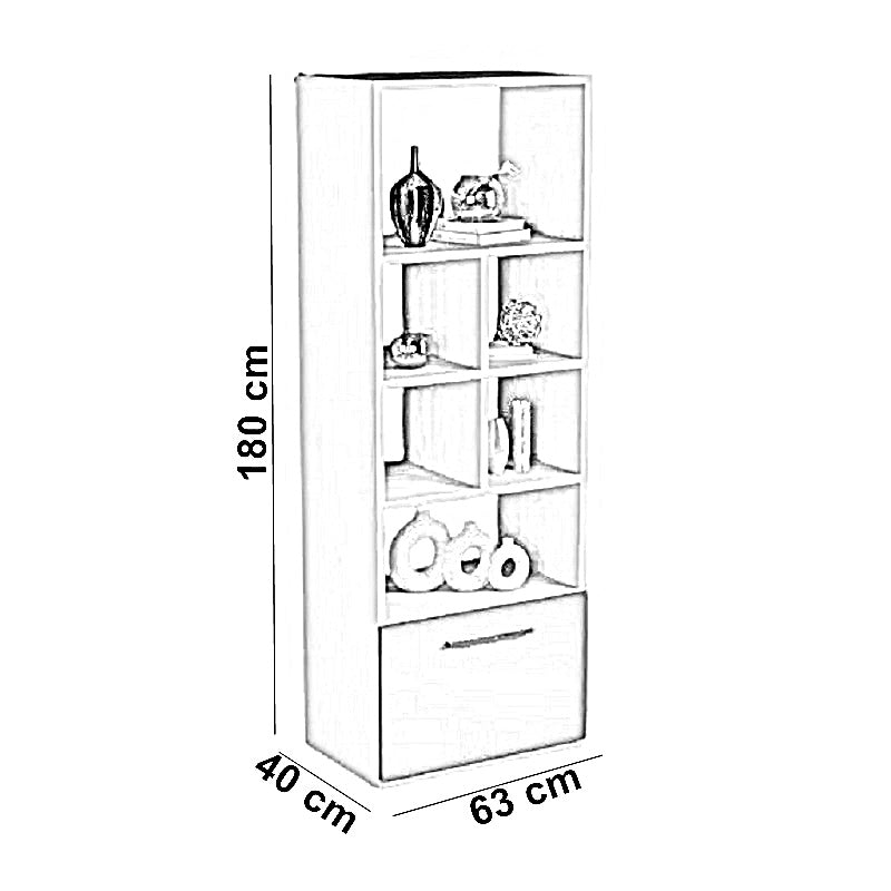 وحدة أرفف ام دي اف، 63*40*180 سم