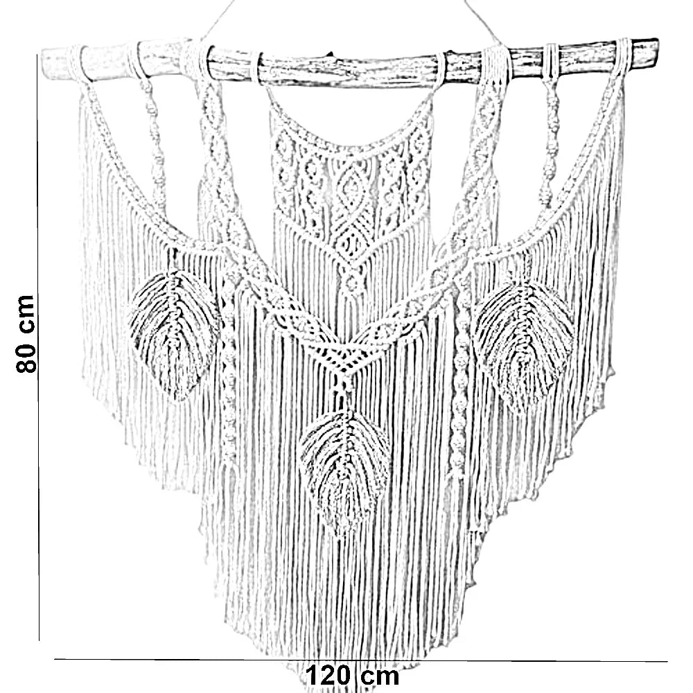 مكرمية حائط خشب، 120*80 سم