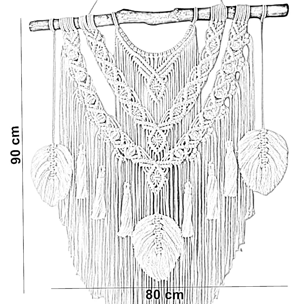 مكرمية حائط خشب، 80*90 سم