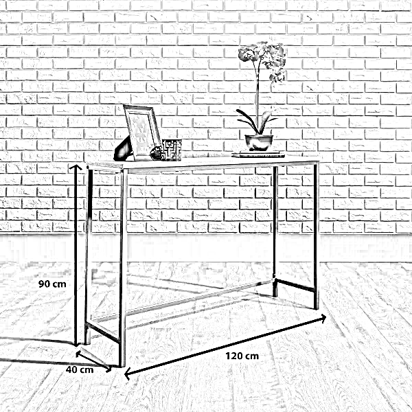 كونسول معدن بسطح خشب، 120*40*90 سم