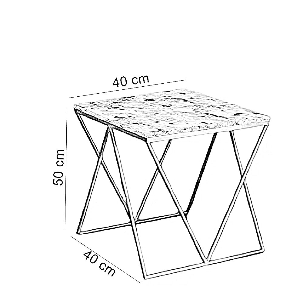 ترابيزة جانبية معدن بسطح جرانيت، 40*40*50 سم