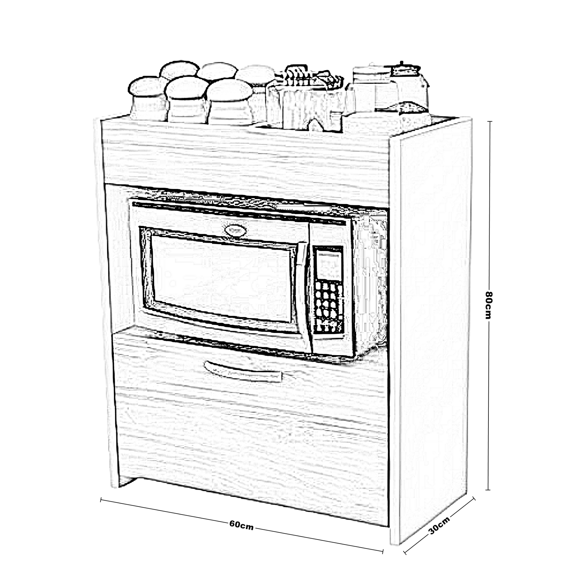 وحدة تخزين خشب ام دي اف، 60*30*80 سم
