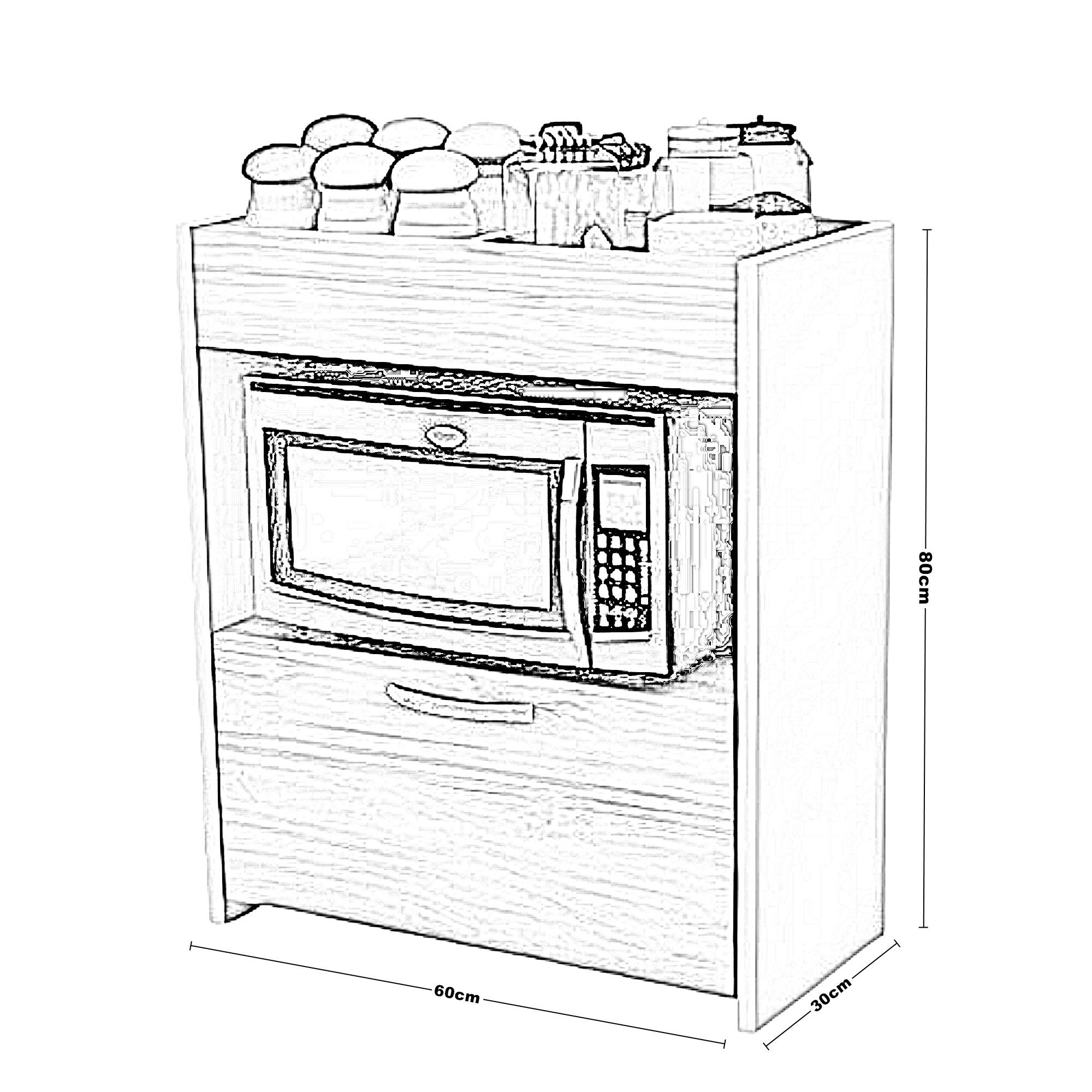 وحدة تخزين خشب ام دي اف، 60*30*80 سم