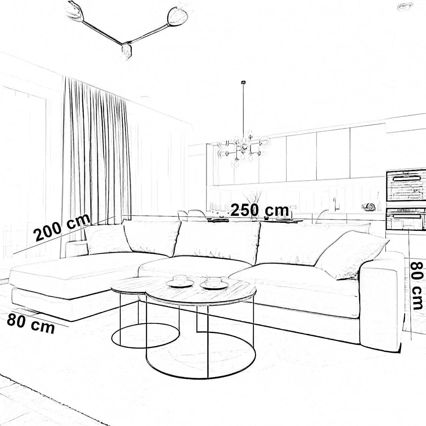 ركنة خشب موسكي، 250*200*80 سم