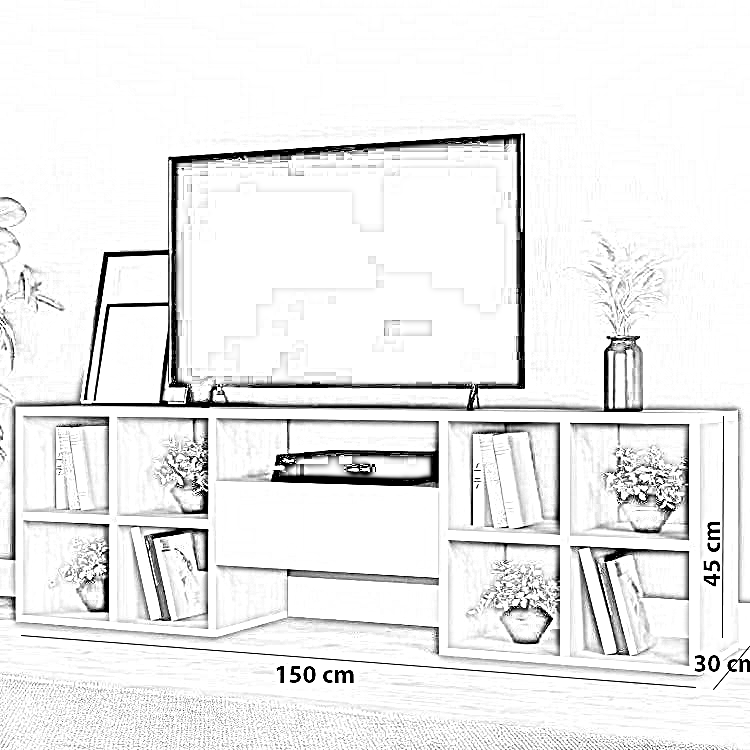 ترابيزة تليفزيون ام دي اف، 150*30*45 سم