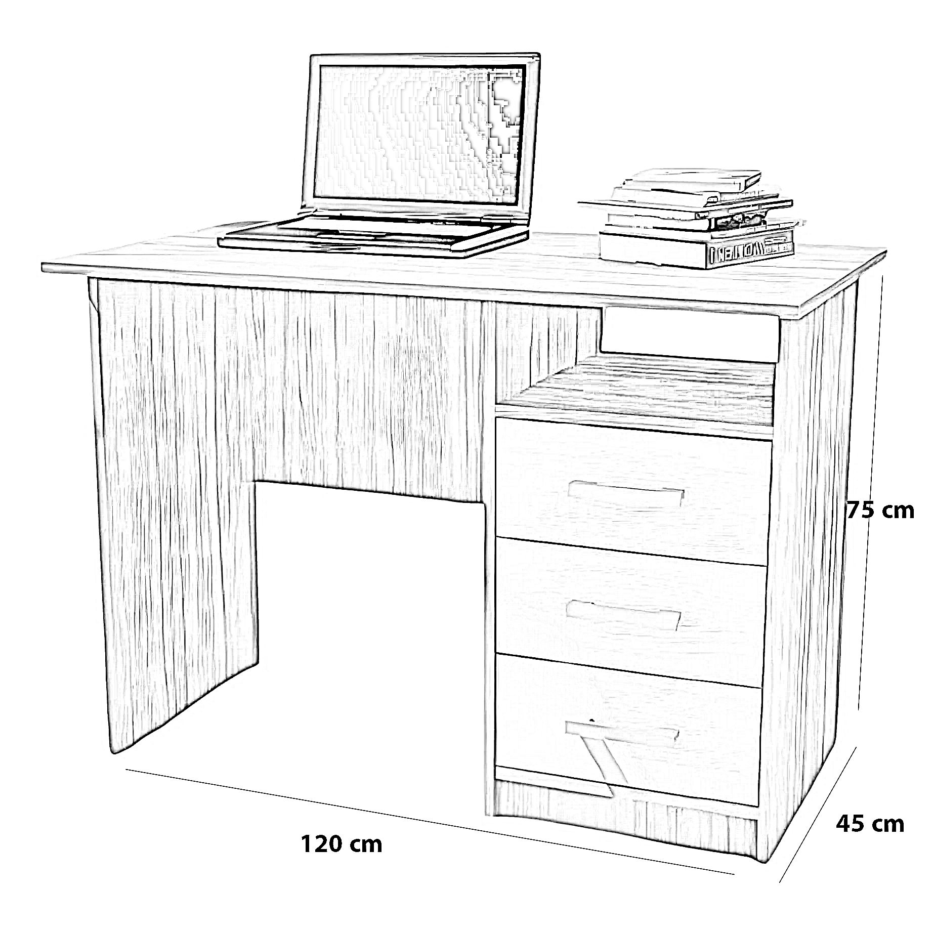 مكتب خشب ام دي اف، 120*45*75 سم