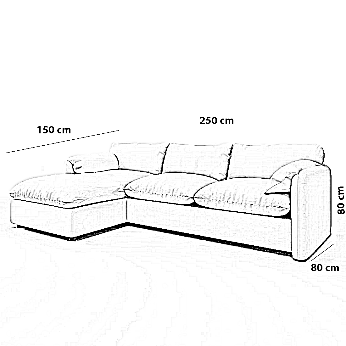 ركنة خشب زان، 250*150*80 سم