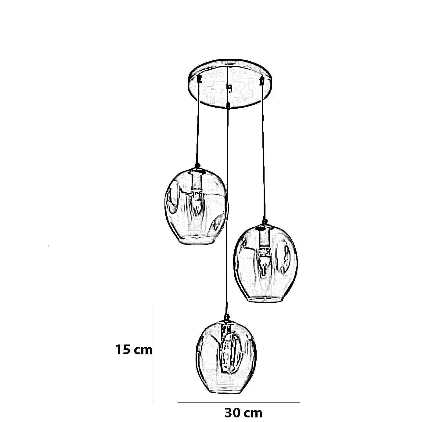 نجفة معدن و زجاج، 30*15 سم