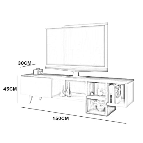 ترابيزة تليفزيون ام دي اف، 150*30*45 سم