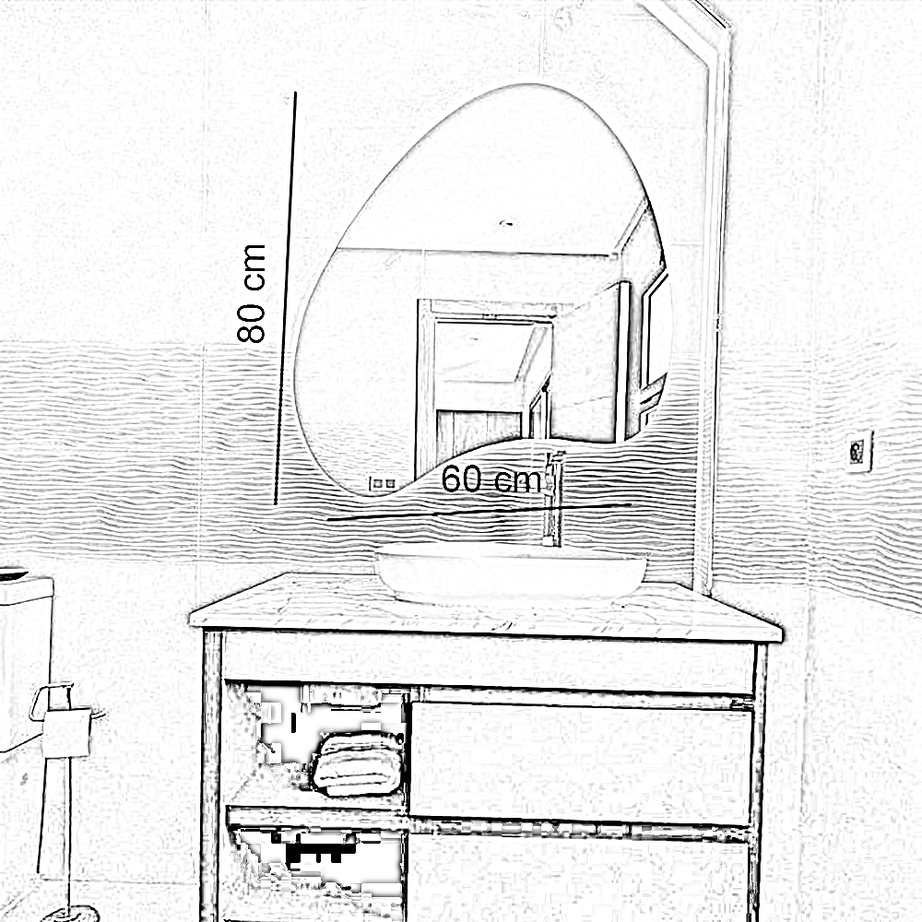 مرايا حمام بإضاءة، 60*80 سم