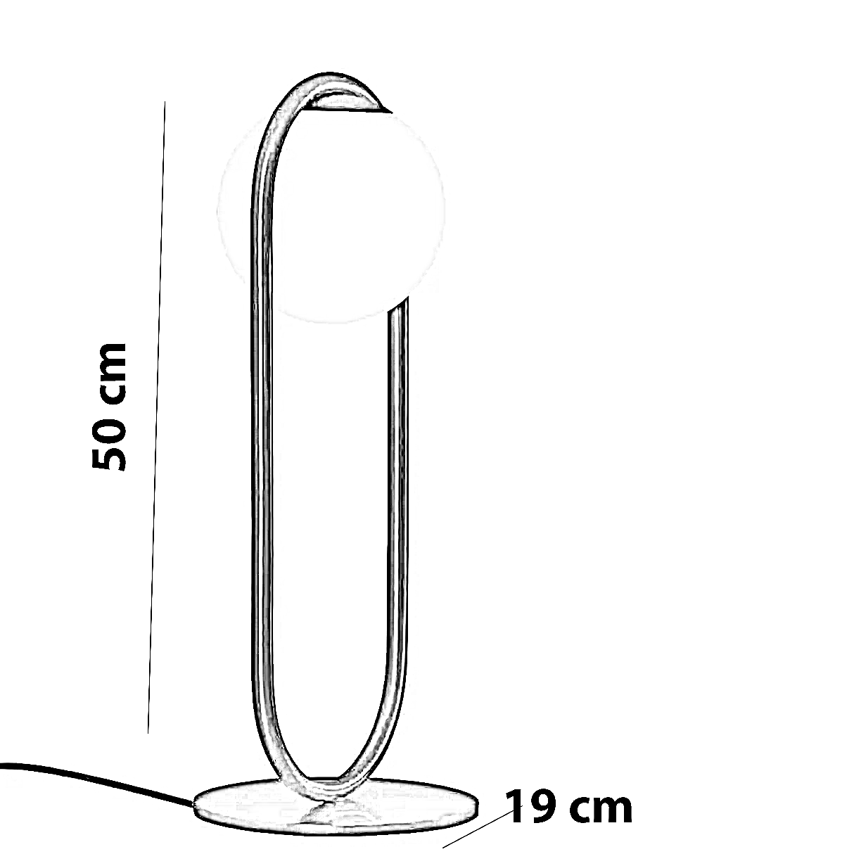 أباجورة معدن و زجاج، 19*50 سم