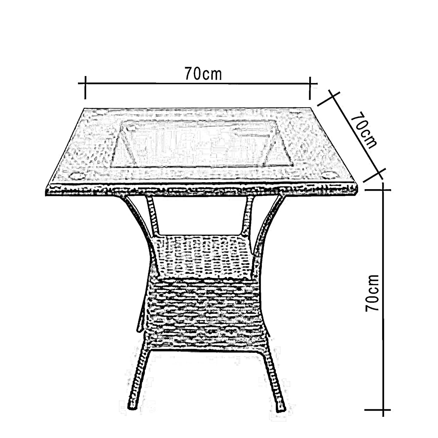 طقم للحدائق معدن و راتان، 4 قطع