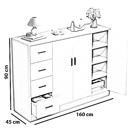 جزامة خشب ام دي اف، 160*45*90 سم